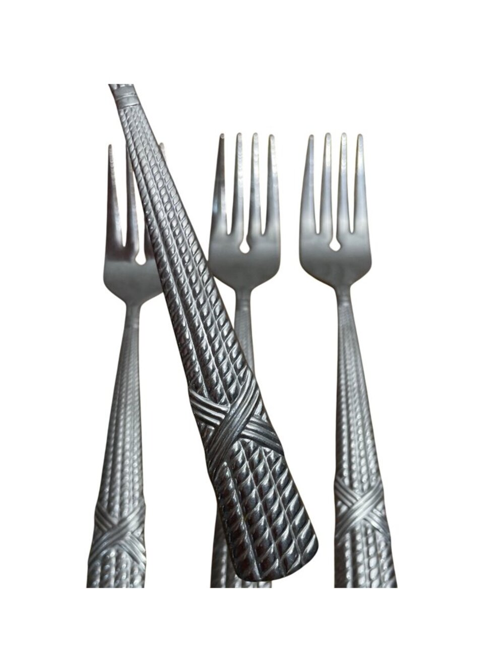 Farberware FRW56 Pattern 4 Salad Dessert Forks Stainless Flatware Glossy Rope X